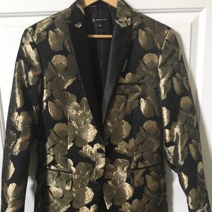 Black & gold floral print suit jacket